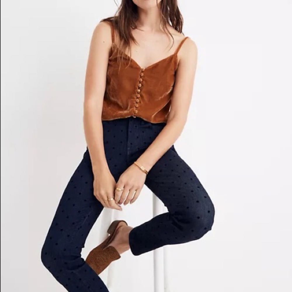 Madewell 9" Mid-Rise Skinny Jeans: Flocked Dots Edition